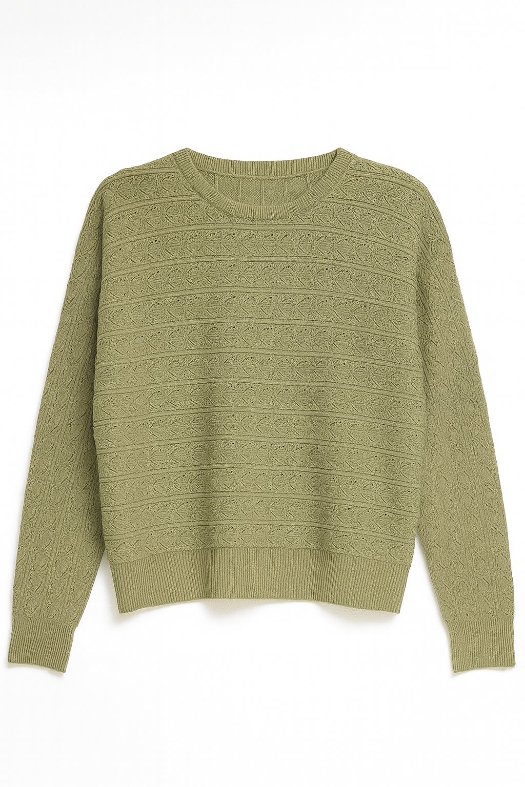 Green sweater on a white background