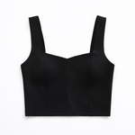 Black crop top on a white background