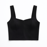 Black crop top on a white background