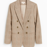 Katherine Plaid Ruched Sleeve Blazer