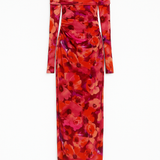 Sienna Off-Shoulder Mesh Long-Sleeve Midi Dress