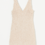 Beige sleeveless dress on a white background