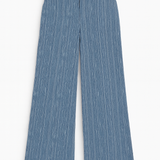 Olivia Textured Cotton-Linen Wide-Leg Pants