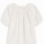 White blouse with short sleeves on a white background