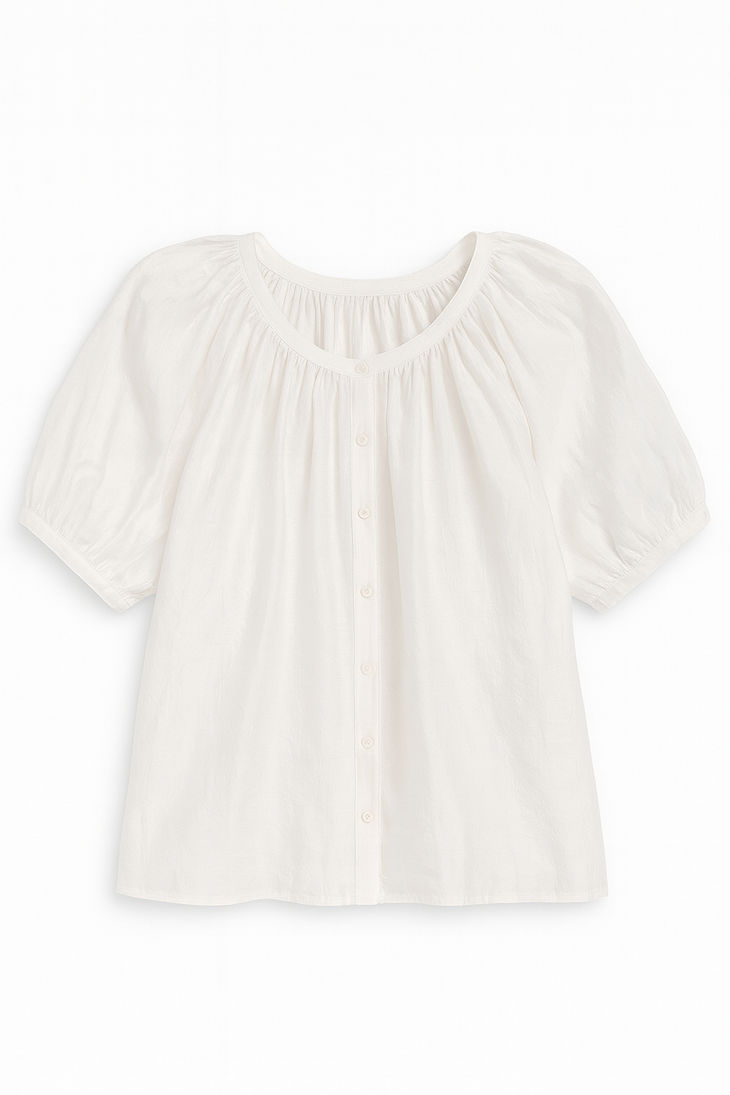 White blouse with short sleeves on a white background