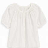 White blouse with short sleeves on a white background