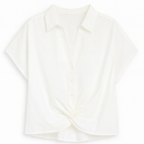 Textured Criss-Cross Collared Blouse