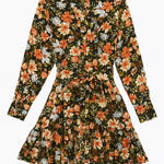 Floral dress with long sleeves on a white background