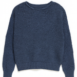 Blue knitted sweater on a white background