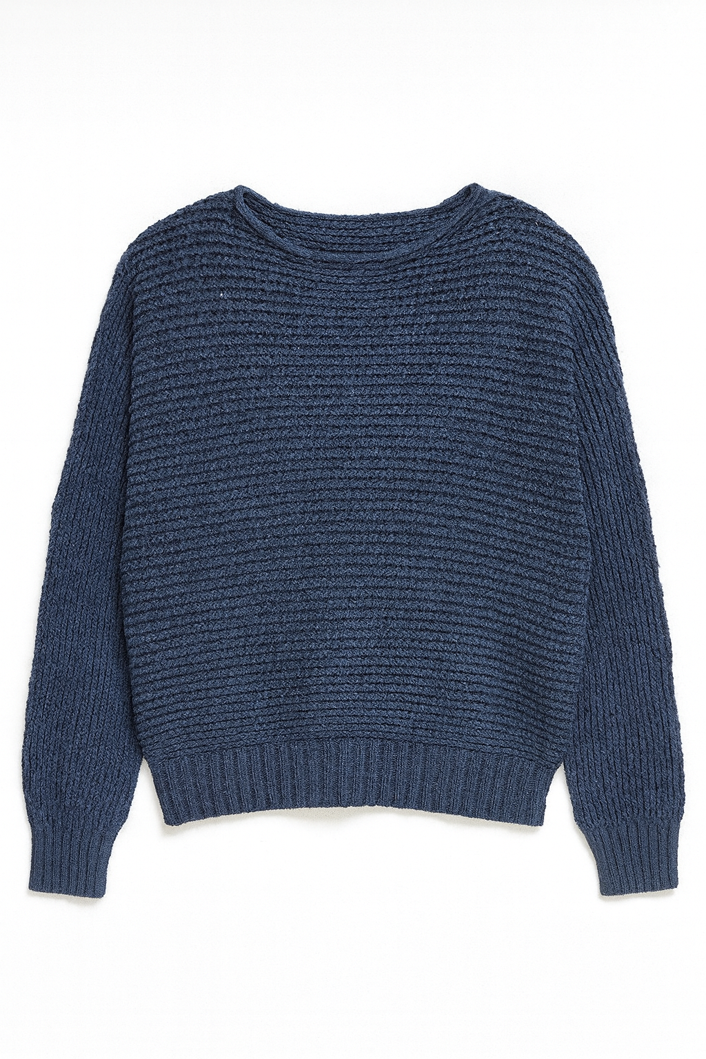 Blue knitted sweater on a white background