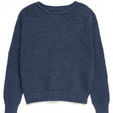 Blue knitted sweater on a white background