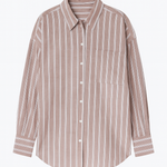 Striped shirt with brown and white pattern on a white background