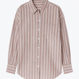 Striped shirt with brown and white pattern on a white background