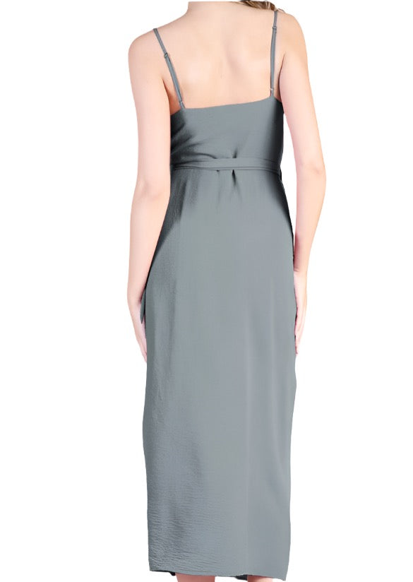 Matte Crepe Cami Wrap Ankle Maxi Dress - MTT Collective