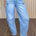 Risen Willow Crop Barrel Cuffed Jeans in Light, front view