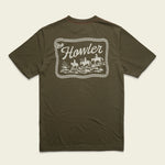 Howler Bros Howler Posse T-Shirt in Dark Olive, back graphic