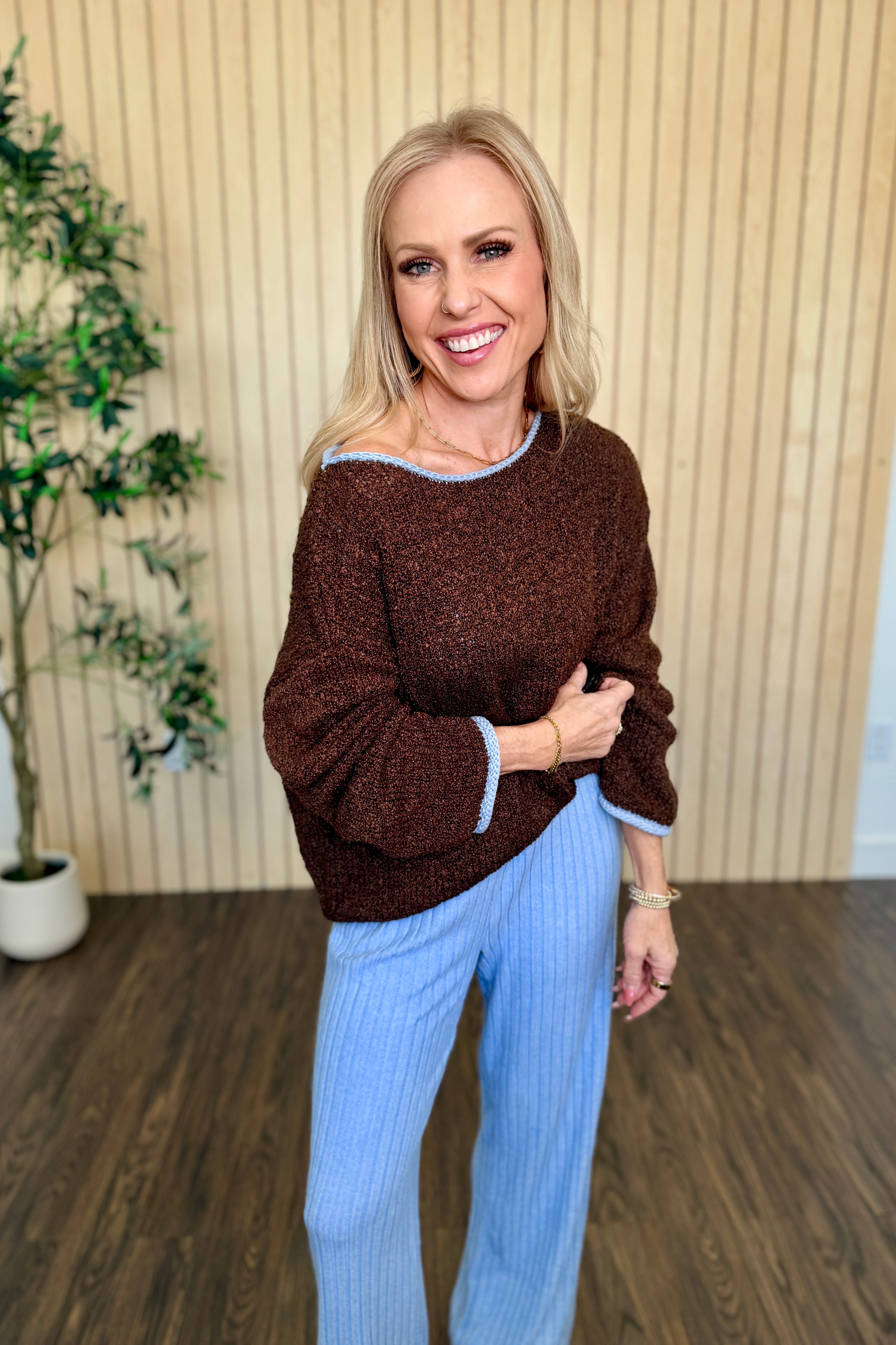Laurel Boat Neck Contrast Sweater