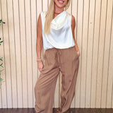 Marlow Drapey Twill High-Waist Jogger
