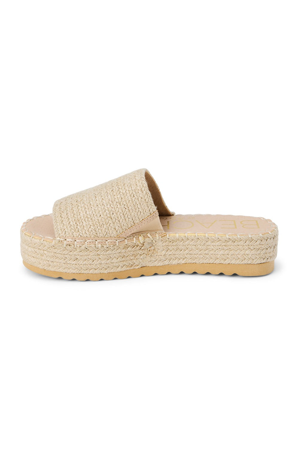 Matisse Del Mar Platform Sandal Natural — side view showing woven jute upper and thick platform sole