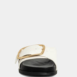 Delphine Strappy Flat Sandal in Black and White