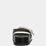 Delphine Strappy Flat Sandal in Black and White