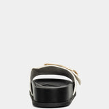 Delphine Strappy Flat Sandal in Black and White