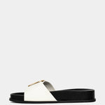 Delphine Strappy Flat Sandal in Black and White