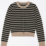 Gillian Stripe Colorblock Trim Button Down Cardigan