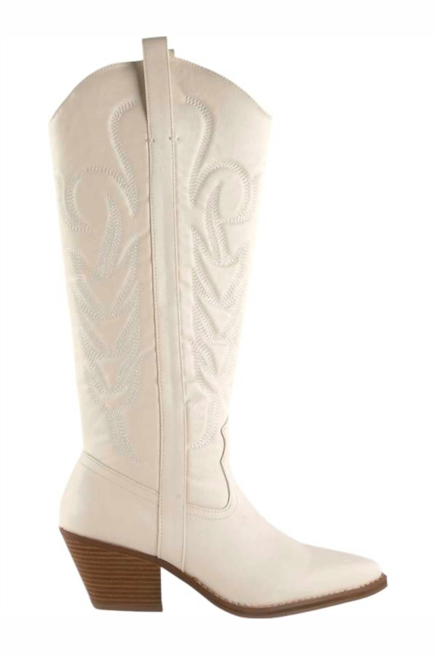 Dixie Western Boot in white, side profile