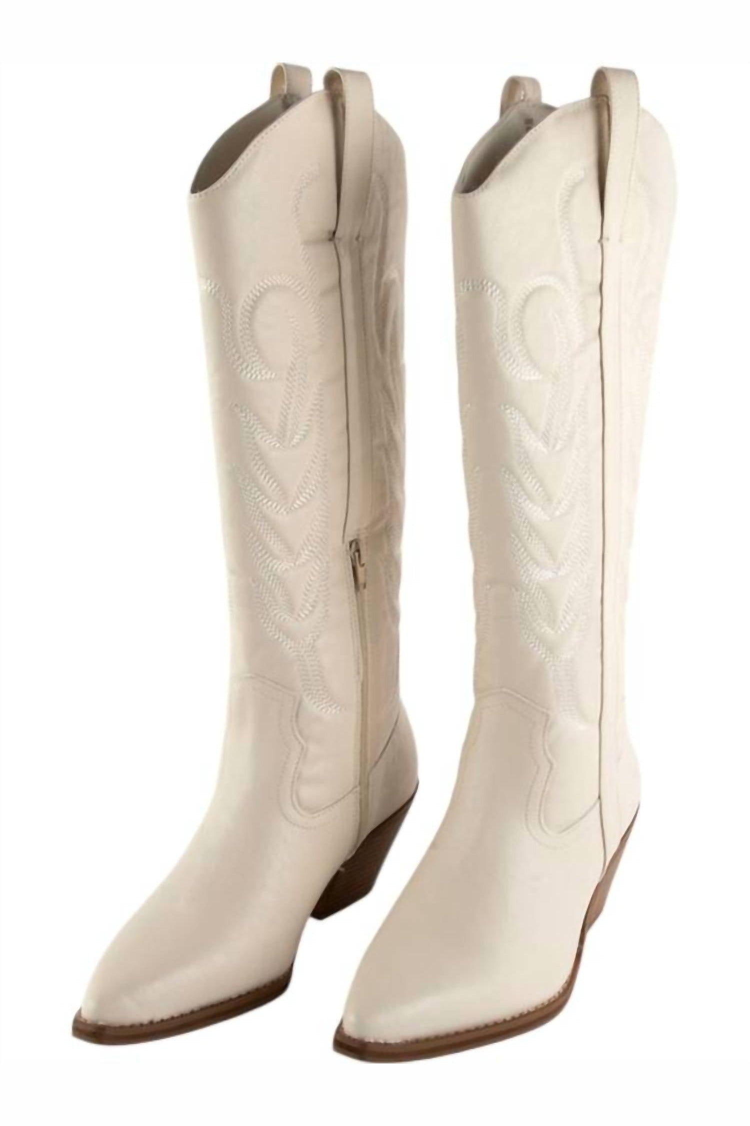 Dixie Western Boot in white, angled view