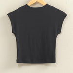 Fitted Cropped Cap Sleeve Top in Black