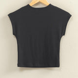 Fitted Cropped Cap Sleeve Top in Black