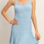 Molly Pleated Tank Mini Dress - Baby Blue