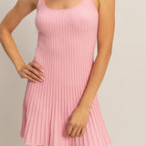Molly Pleated Tank Mini Dress - Pink
