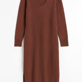 Brown knit dress on a white background