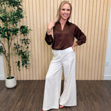 Satin Button-Down Shirt
