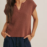 Celine Slub Knit Sweater Top in Marsala - MTT Collective
