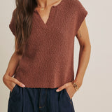 Celine Slub Knit Sweater Top in Marsala - MTT Collective