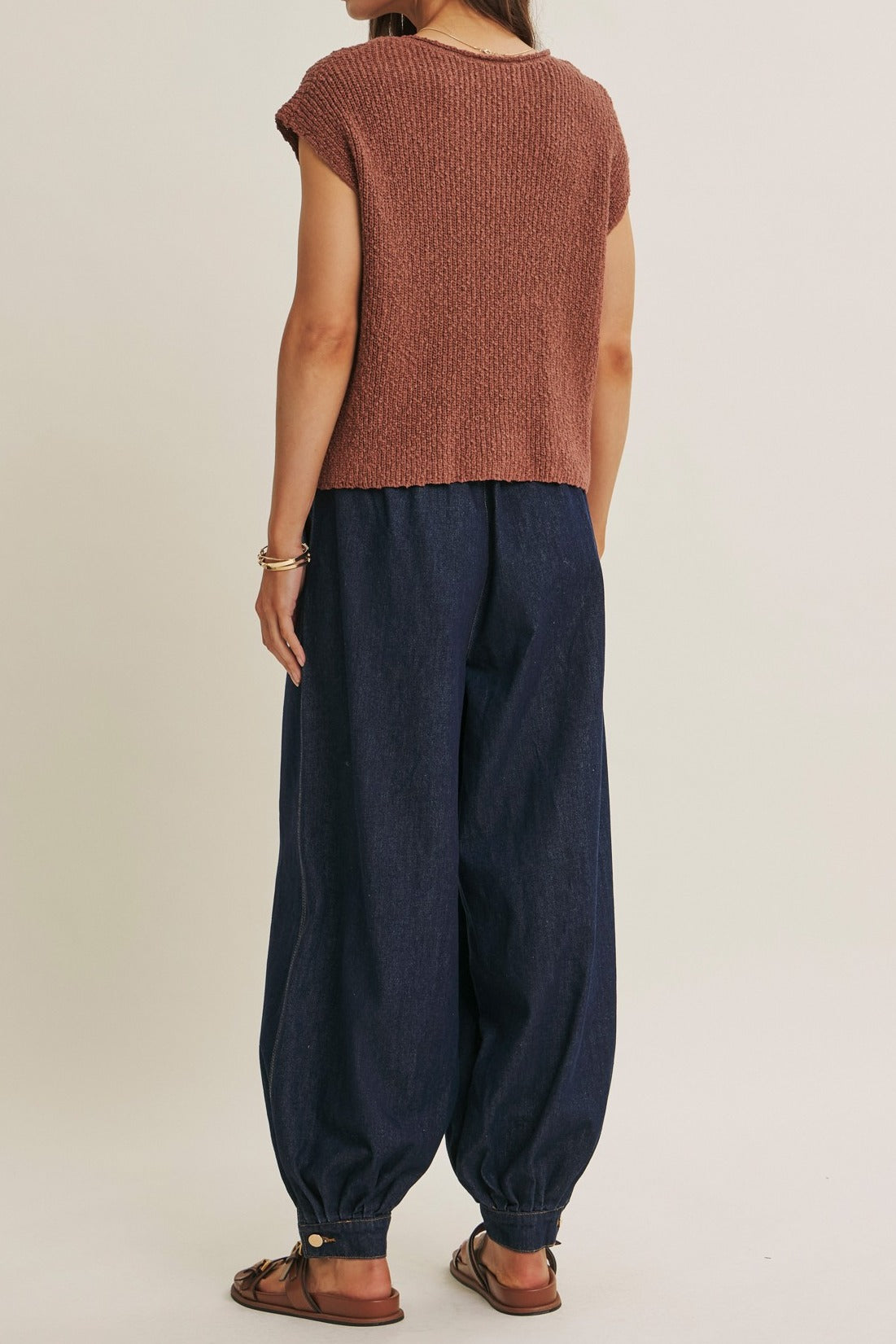 Celine Slub Knit Sweater Top in Marsala - MTT Collective