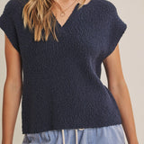 Celine Slub Knit Sweater Top in Midnight Navy - MTT Collective