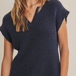 Celine Slub Knit Sweater Top in Midnight Navy - MTT Collective