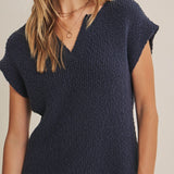 Celine Slub Knit Sweater Top in Midnight Navy - MTT Collective