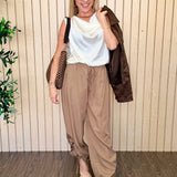 Marlow Drapey Twill High-Waist Jogger