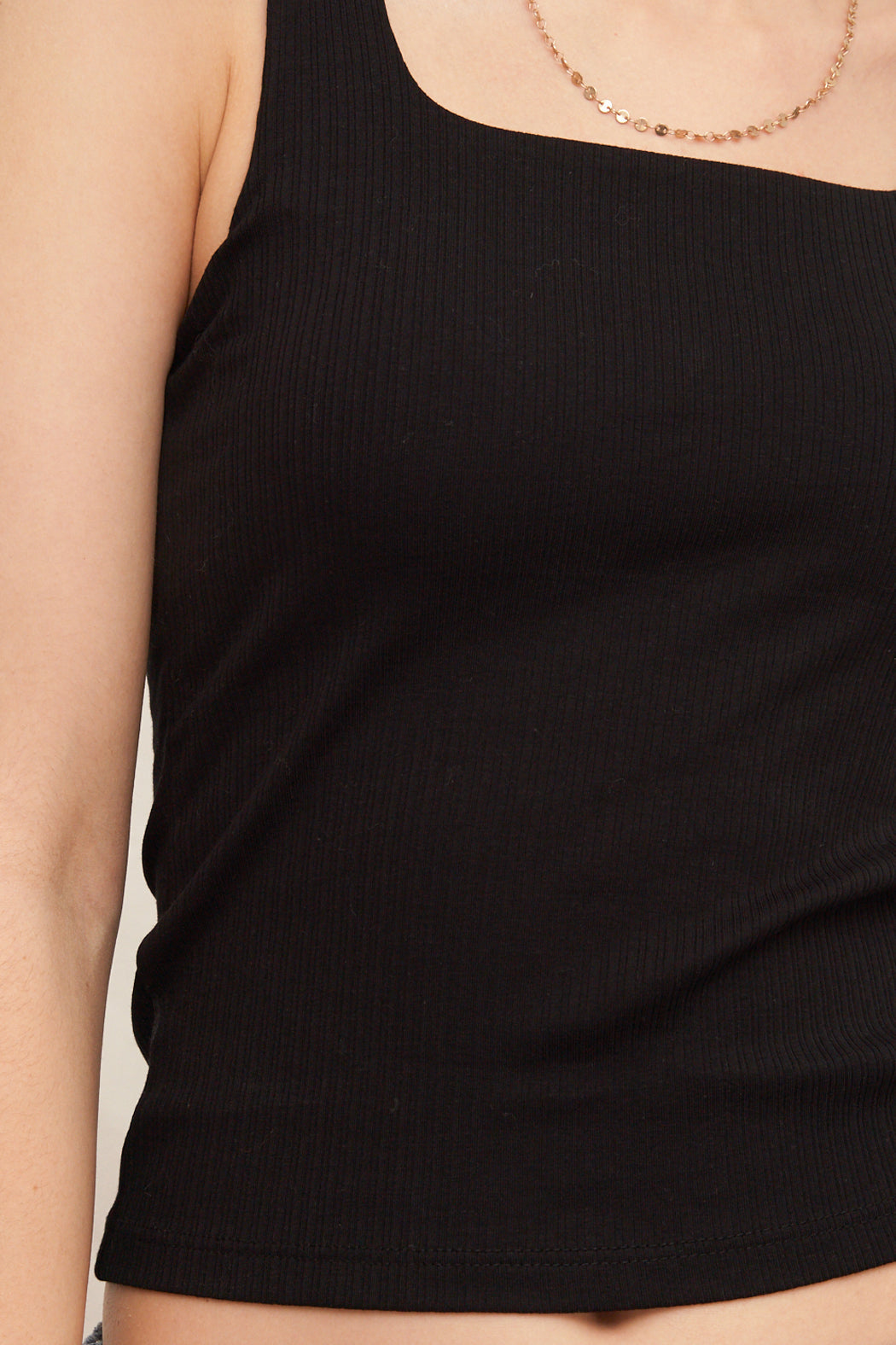 Just Right Square Neck Tank Top in Black - styled