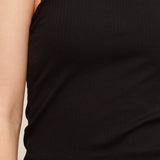 Just Right Square Neck Tank Top in Black - styled