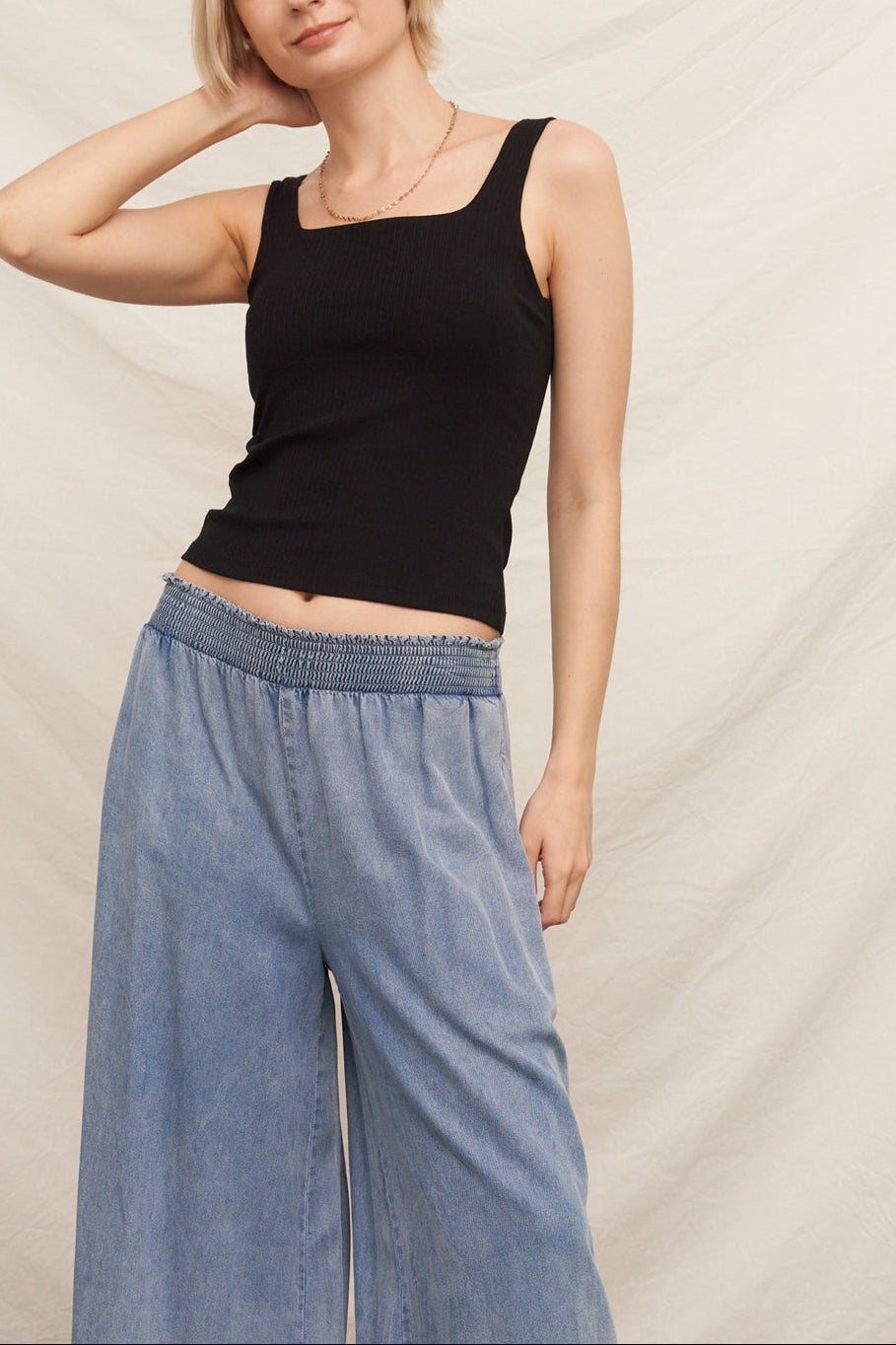 Just Right Square Neck Tank Top in Black - side