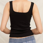 Just Right Square Neck Tank Top in Black - back