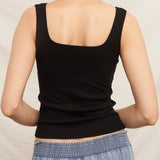 Just Right Square Neck Tank Top in Black - back