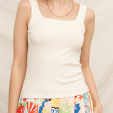 Just Right Square Neck Tank Top in White - side