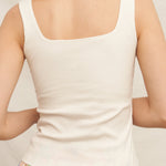 Just Right Square Neck Tank Top in White - detail